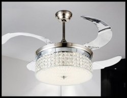 Retracable Blade Ceiling Fan With Chandelier Light