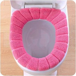 Baoiwei Toilet Seat Pad Comfortable Velvet Coral Toilet Seat Cover Standard Pumpkin Pattern Cushion Non-slip Warm Washable Toliet Seat Mat Cushion Hot Pink
