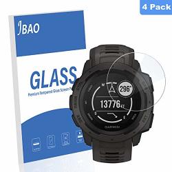 4-PACK Jbao Direct Garmin Instinct Screen Protector Scratch Resistant Anti-fingerprint Bubble Free 2.5D Arc Edge Ultra Clear 9H Hardness Tempered Glass For Garmin Instinct