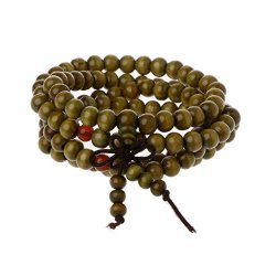 Richi Natural Sandalwood 8MM Beads Bracelets 108 Wood Beads Buddha Prayer Jewelry Green