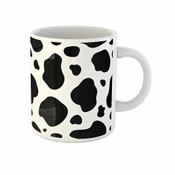 Awowee Coffee Mug Pattern Cow Spot Dalmatian Skin Milk Splash Black White 11 Oz Ceramic Tea Cup Mugs Best Gift Or Souvenir For Family Friends Coworkers