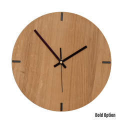 Mika Wall Clock In Oak - 250MM Dia Clear Varnish Bold Black Second Hand
