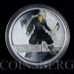 Tuvalu 1 Dollar The Great Warriors Series Viking Silver Coloured Proof Coin 2010