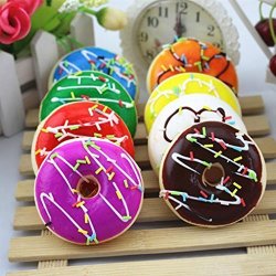 Cinhent Toys Squeeze Stress Reliever Soft Colourful Doughnut Scented Slow Rising Rebound Toys For Kids And Shop Decoration Use Random Color
