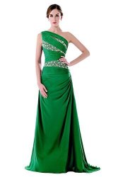 Wding One Shoulder Maid Of Honor Dresses Chiffon Long Party Dress For Wedding Green 12