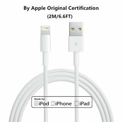 Apple 2M 6.6FT Original Charger Mfi Certified Lightning To USB Cable Compatible Iphone XS X 8 7 6S 6 6 PLUS 5S 5 SE Ipad Pro air mini Ipod Touch Original Certified White