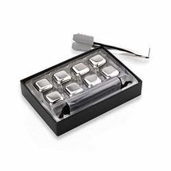 Whiskey Stones Reusable Ice Cubes Whiskey Chilling Stones Stainless Steel Metal Beverage Chilling Rocks 8PCS Gift Sets For Man And Woman Husband Birthday Dad