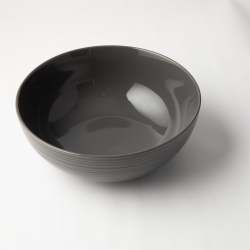 - Embossed Lines Salad Bowl 25CM Choose From 5 Colours - Dark Grey