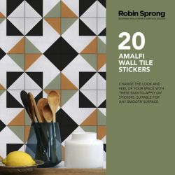 Robin Sprong Pack Of 20 15 X 15 Cm Amalfi Wall Tile Stickers