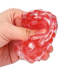 Lisin Spongy Bead Stress Ball Toy Squeezable Stress Squishy Toy Stress Relief Ball Red