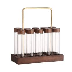 10 Pieces Single Dose Coffee Bean Storage Tubes With Wood Display Stand
