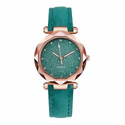 Qiuue Ladies Bracelet Watch Fashion Korean Rhinestone Rose Gold Quartz Watch Female Belt Watch Women Business Watch Green