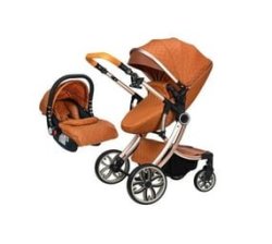 Luxury Baby Stroller 3-IN-1 Egg Shell-brown