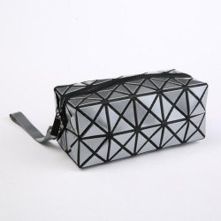 Tuladuo Leather Geometric Zipper Cosmetic Bag - W19a22