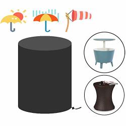 Saking Patio Bar Table Cover Round Waterproof For Keter 7.5-GAL Cool Bar Table & Outdoor Coffee Beverage Cooler Bins - 21D X 23H Inches