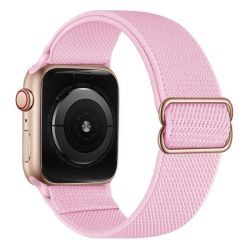 Nylon Solo Loop Strap With Buckle For Apple Watch 42 44MM-PINK