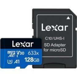 Lexar 128GB High-performance Blue Series 633X Uhs-i Microsdhc Memory Card - With Sd Adapter