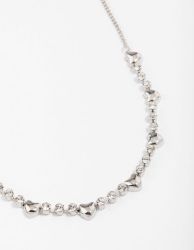 Rhodium Heart & Diamante Necklace