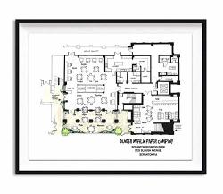The Office Floor Plan Poster - Hand-drawn 8.5"X11" The Office Print Architectural Print Dunder Mifflin Floor Plan Office Plan