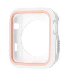 Apple Watch Case 42MM Iphone Watch Shock-proof Silicone Case Full Body Protective Bumper Cover For 42MM Apple Watch Series 2 SERIES 1 42MM White pink