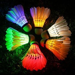 LED Badminton Inngree 6 Pack 3 LED 8 Mode Color Shuttlecock Dark Night Goose Feather Glow Birdies Lighting Outdoor Indoor Sport Activities