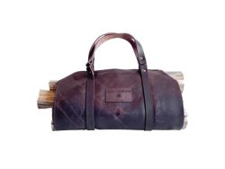 Leather Log Carrier Brown