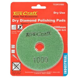 Tork Craft - 100MM Diamond Polishing Pad 1000 Grit Dry Use - 2 Pack
