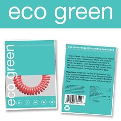 Eco Green Insect Repelling Wristband Box Of 10: Deet Free Assorted Colors Safe Natural Protection
