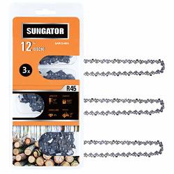 Sungator 3-PACK 12 Inch Chainsaw Chain SG-R45 3 8" Lp Pitch - .043" Gauge - 45 Drive Links Fits Craftsman Husqvarna Ryobi Dewalt