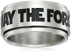 Disney Interactive Studios Star Wars Jewelry May The Force Be With You Stainless Steel Men's Spinner Ring Size 10