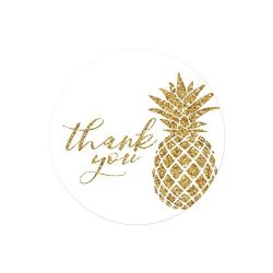 Andaz Press Round 2-INCH Circle Label Stickers Faux Gold Glitter Pineapple Thank You 40-PACK Party Favor Envelope Stationary Seals Colored Tropical Wedding Baby Shower