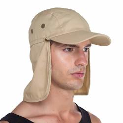 Top Level Fishing Sun Cap - Ear Neck Flap Hat Khaki