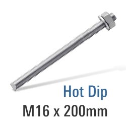 Dire 8.8 Hot Dip Galv Stud M16X200 With Nut And Washer