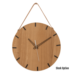 Liam Wall Clock In Oak - 300MM Dia Clear Varnish Sleek White Second Hand