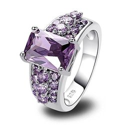 Psiroy Women's 925 Sterling Silver 5CTTW Amethyst Filled Ring