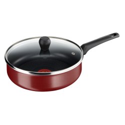 Tefal - Essential Red 24CM Saute Pan With Lid
