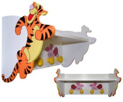 Wooden Tigger And Piglet Shelf With Knobs