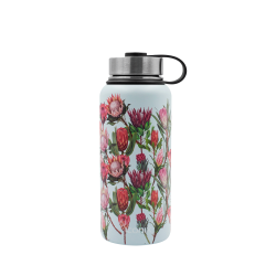 Pink Protea Stainless Steel Hot And Cold Flask - Stainless Steel Lid - 540ML