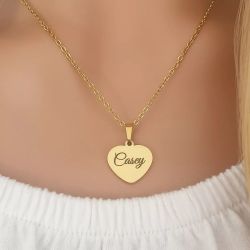 Casey Personalized Heart Necklace Stainless Steel Silver Gold Or Rose Gold Ready In 3 Days - Rose Gold