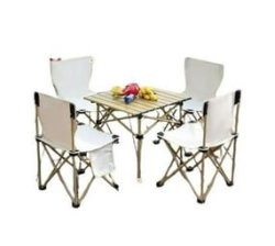 Outdoor Folding Seats Portable Camping Table And Chair Set - Cream White