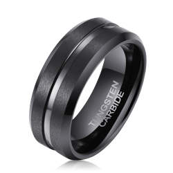 Men's Matte Black Tungsten Ring OY-R-016 - 13