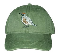 Tom's Bird Feeders Gambel's Quail Embroidered Cotton Cap Green