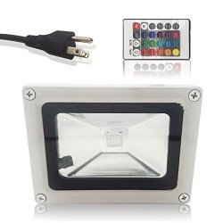 Econoled Waterproof Remote Control 10W Rgb 16 Color Changing LED Flood Light 900LM 10W