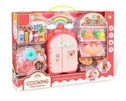Pink Fridge Kitchen Set Toys With Multiple Accessories For Kid
